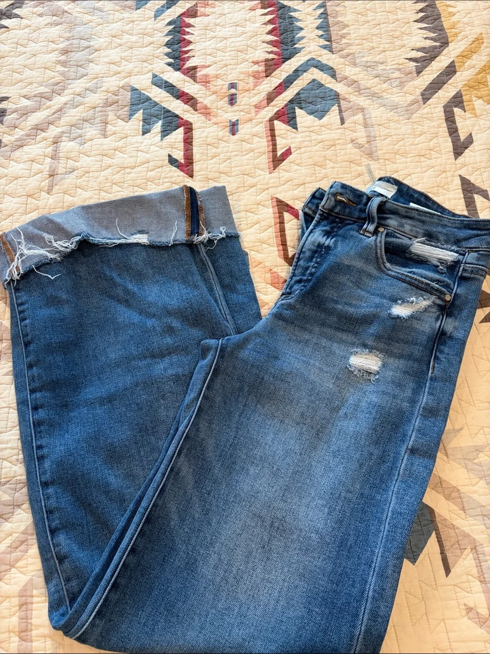 Risen Wide Leg Distressed Blue Women’s Jeans